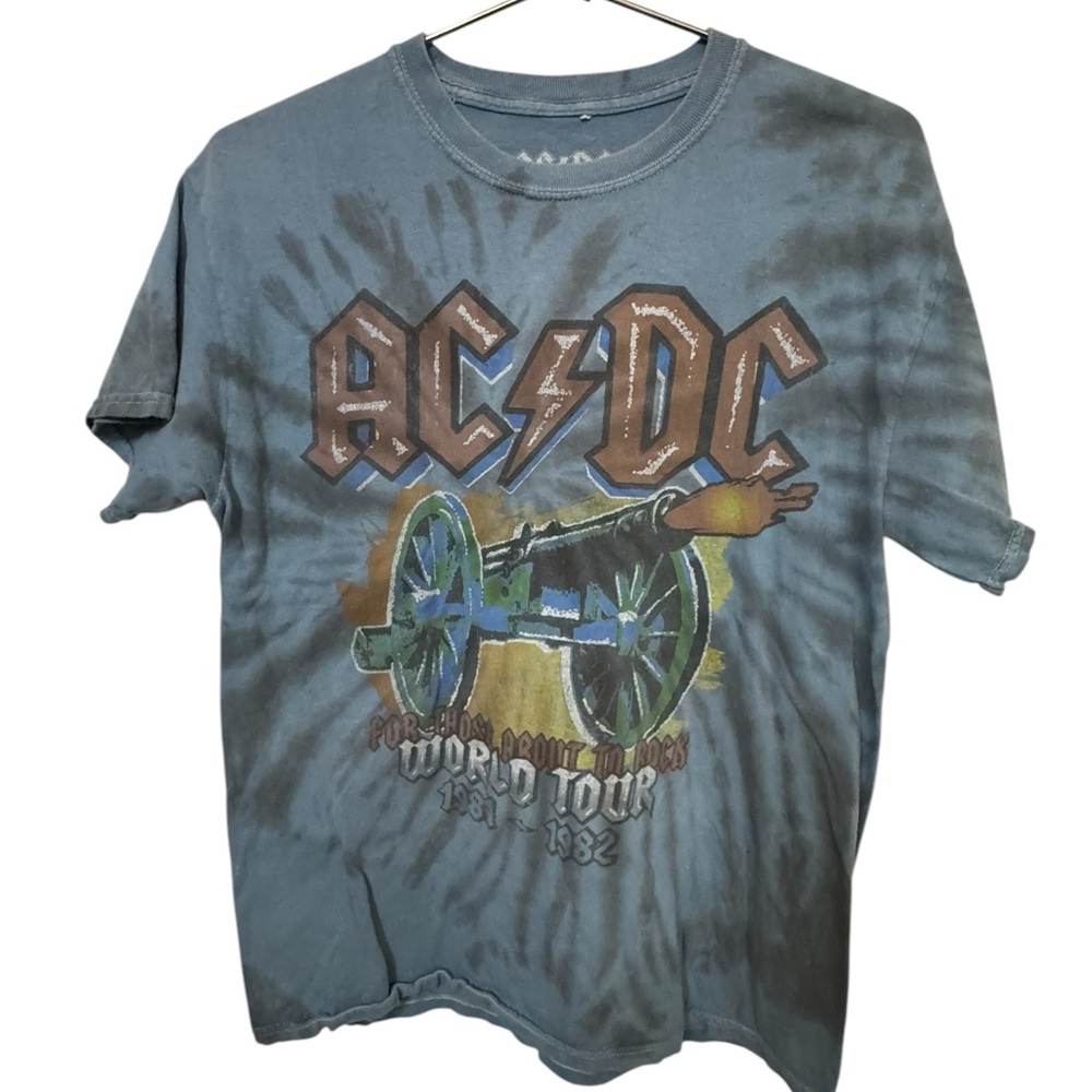 AC/DC 1981 Tour Oversized S/M Women’s Double Stitched Rock Band T-Shirt Tie Dye